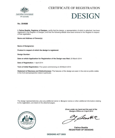 Anmeldung Design Australien