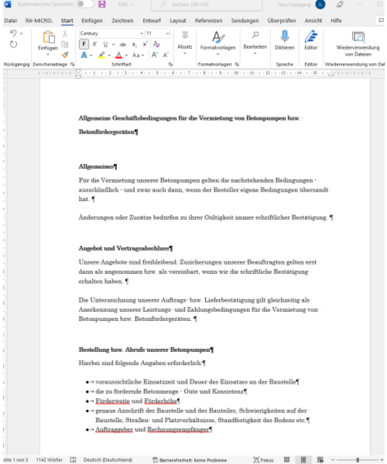 Erstellung von AGB für Dienstleistungen