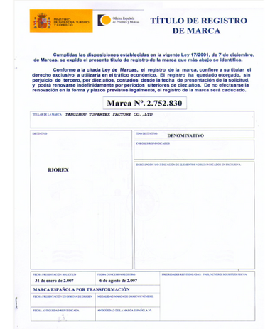 Markenanmeldung Spanien