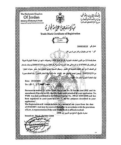 Widerspruch gegen eine Marke in Jordanien