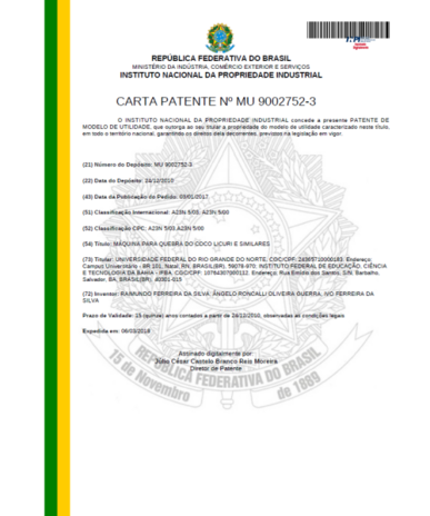 Gebrauchsmusteranmeldung Brasilien