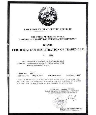 Markenanmeldung Laos