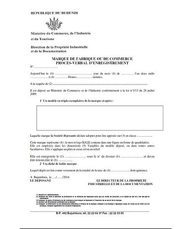 Widerspruch gegen eine Marke in Burundi