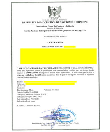 Markenanmeldung São Tomé und Príncipe