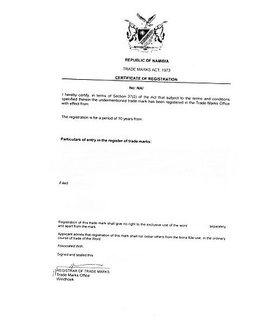 Widerspruch gegen eine Marke in Namibia