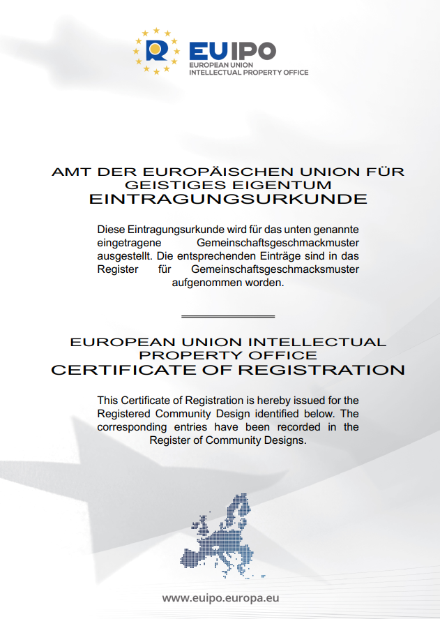 EU design registration certificate