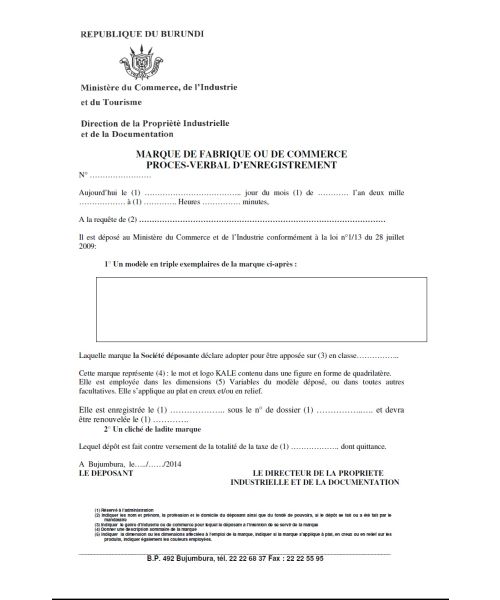 Trademark Registration Burundi