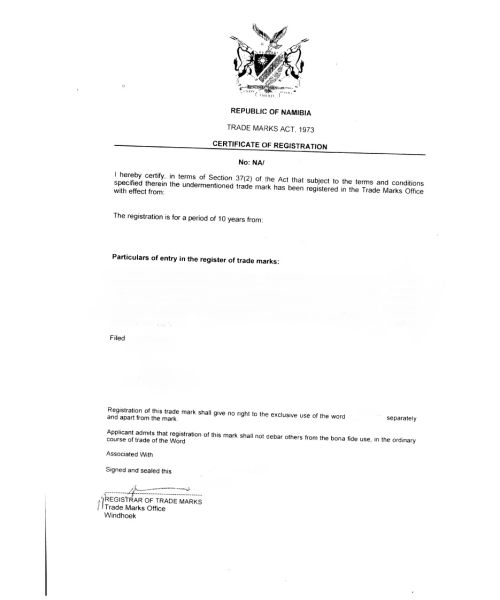 Trademark Registration Namibia 