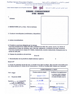 Change of contact details of registered owner of a trademark in Algeria
