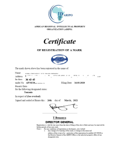 Legal representative for trademark in ARIPO 