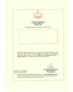Legal representative for trademark in Brunei 