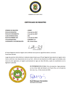 Change of contact details of registered owner of a trademark in Puerto Rico
