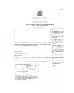 Legal representative for trademark in Uganda 