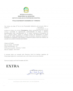 Legal representative for trademark in Angola